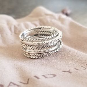 David Yurman Silver Crossover Wide Cable Ring
